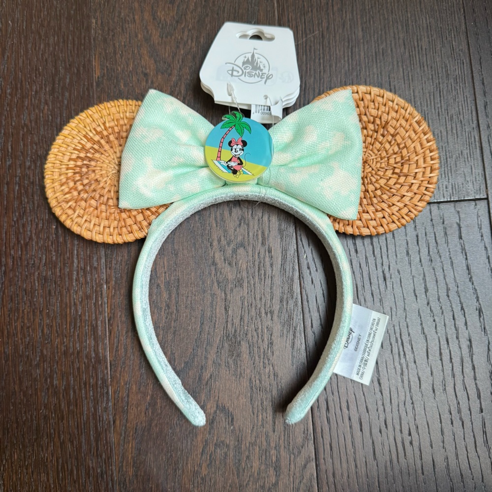 NWT - Disney Minnie Mouse Rattan Summer Ears Headband